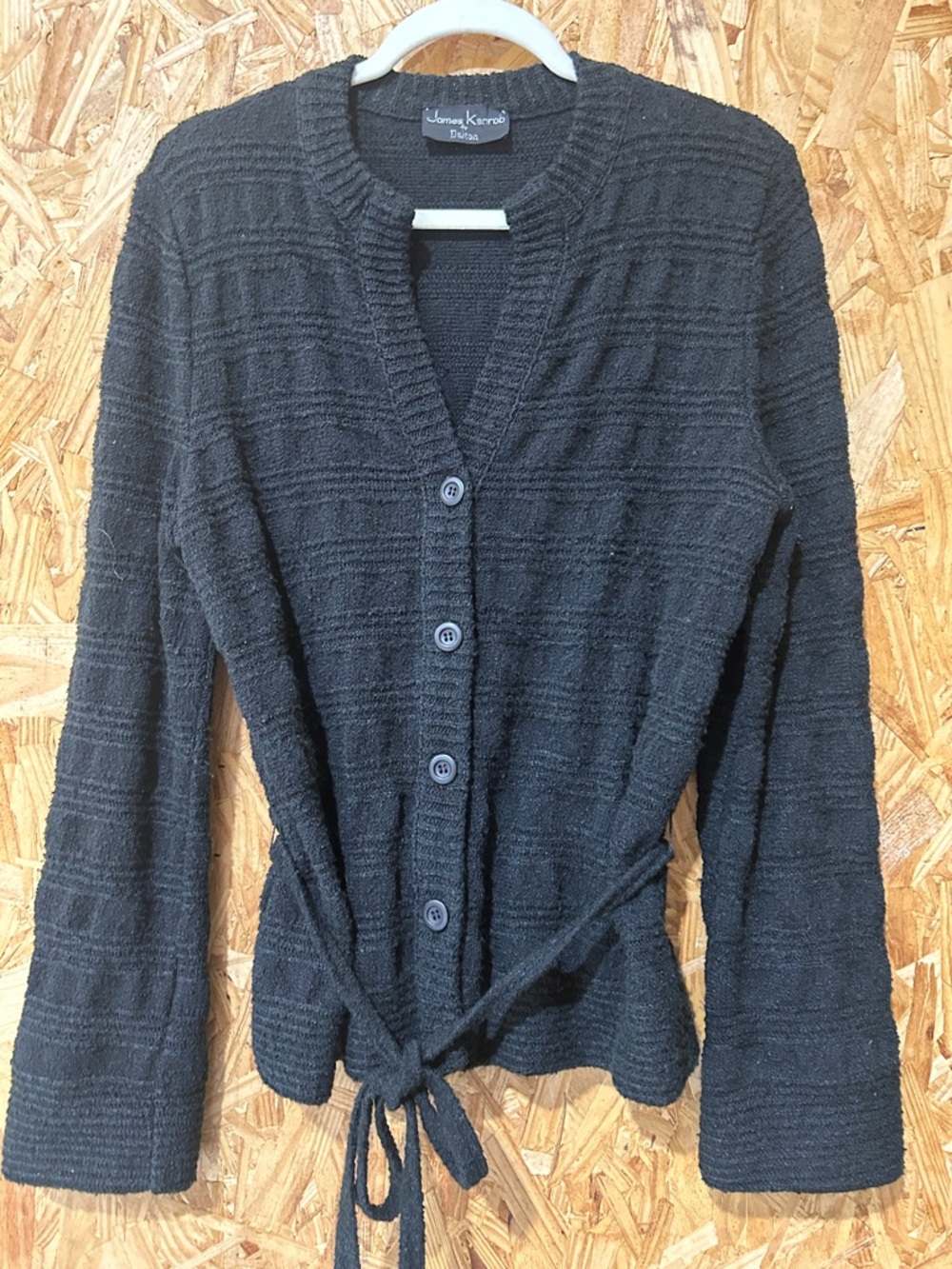 James Kenrob by Dalton Vintage 70s Button-Front Cardigan w/ Belt, Size 16